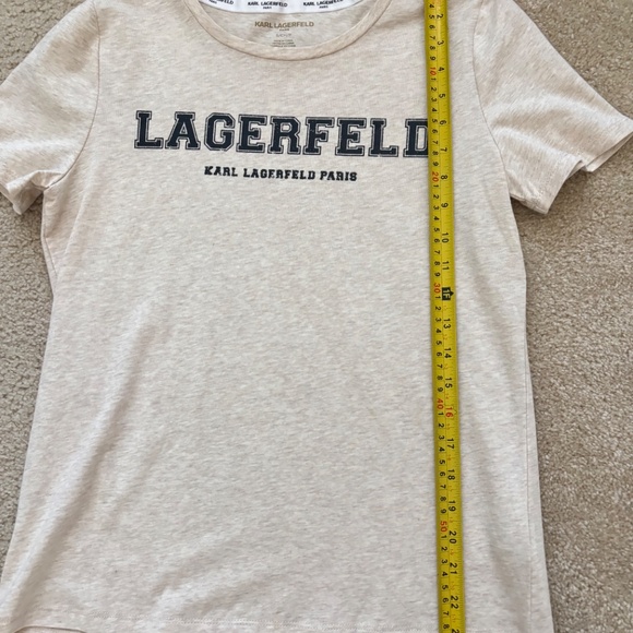 Karl Lagerfeld Womens T-shirt Cream Size Small NWOT - Picture 9 of 10